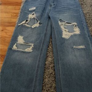 Distressed Blue Jeans